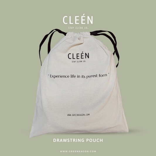 Cleen White Drawstring Pouch
