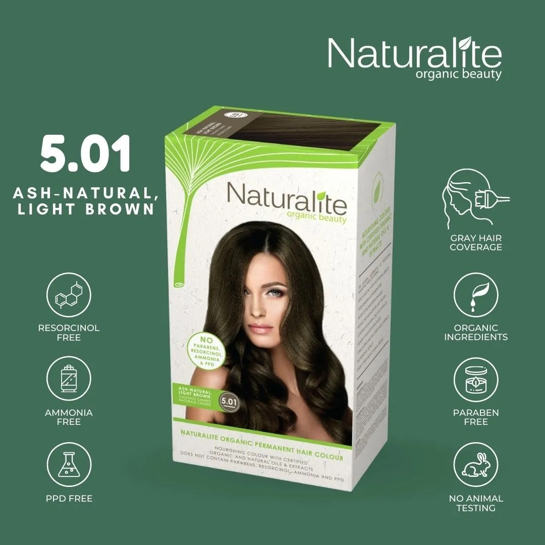 Naturalite Organic Beauty Permanent Hair Colours Hair Dye ( 5.01 Ash-Natural , Light Brown )