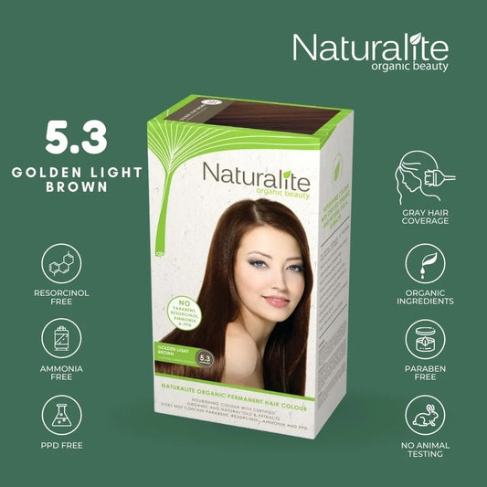 Naturalite Organic Beauty Permanent Hair Colours Hair Dye ( 5.3 Golden Light Brown )