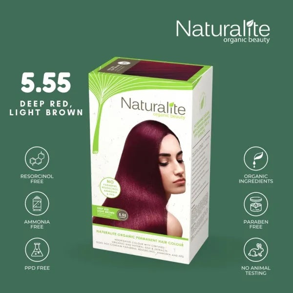 Naturalite Organic Beauty Permanent Hair Colours Hair Dye ( 5.55 Deep Red , Light Brown )