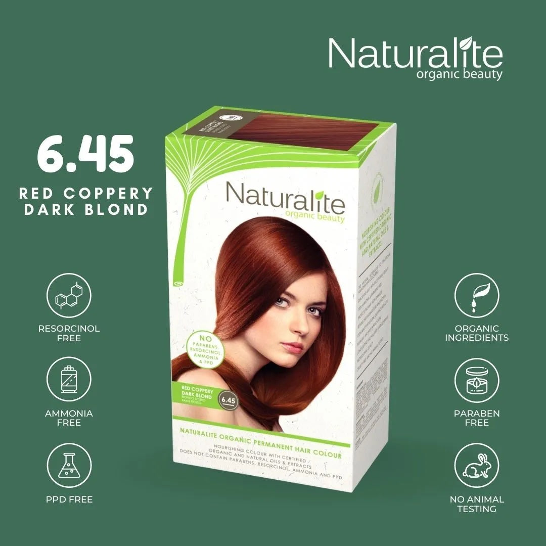 Naturalite Organic Beauty Permanent Hair Colours Hair Dye ( 6.45 Red Coppery Dark Blond )
