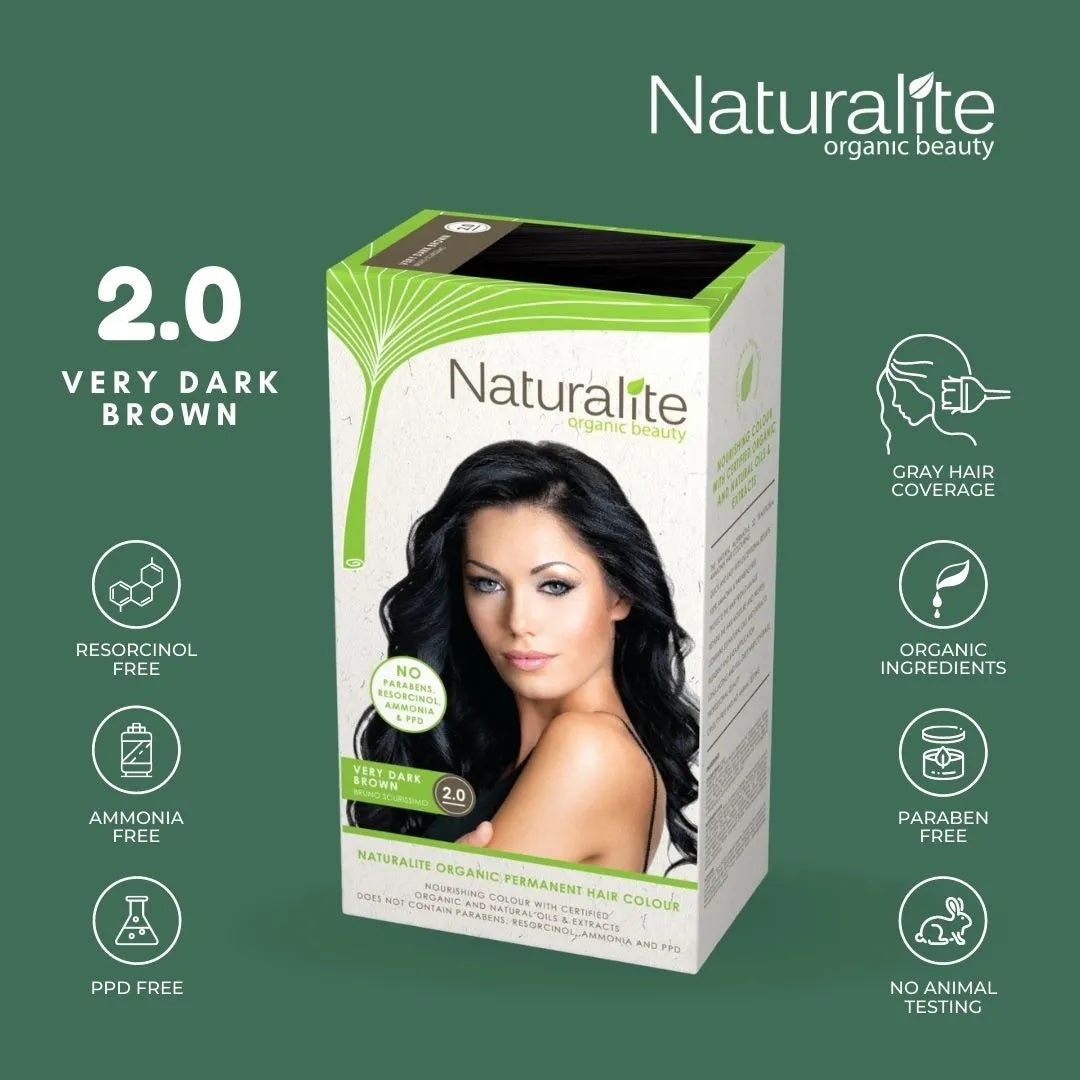 Naturalite Organic Beauty Permanent Hair Colours Hair Dye ( 2.0 Very Dark Brown )