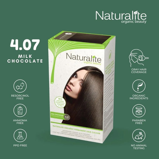( 4.07 Milk Chocolate ) Naturalite Organic Beauty Permanent Hair Colours Hair Dye