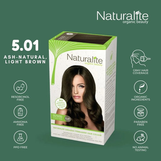 ( 5.01 Ash-Natural , Light Brown ) Naturalite Organic Beauty Permanent Hair Colours Hair Dye