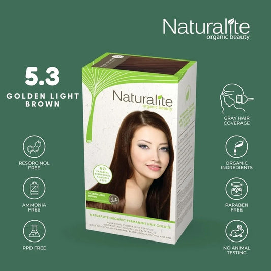 ( 5.3 Golden Light Brown ) Naturalite Organic Beauty Permanent Hair Colours Hair Dye
