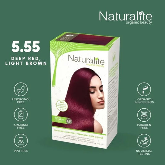 ( 5.55 Deep Red , Light Brown ) Naturalite Organic Beauty Permanent Hair Colours Hair Dye