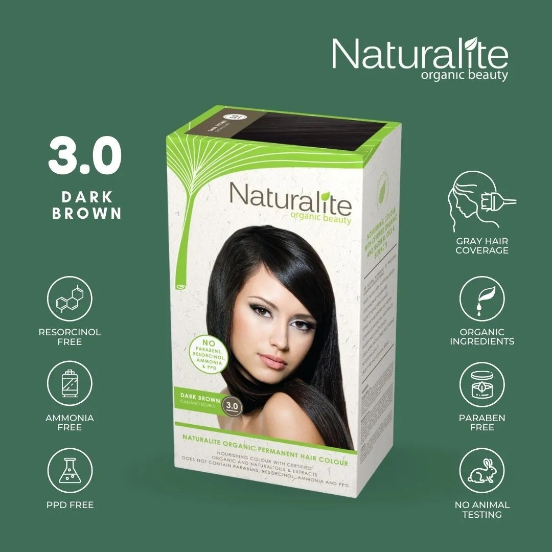 ( 3.0 Dark Brown ) Naturalite Organic Beauty Permanent Hair Colours Hair Dye